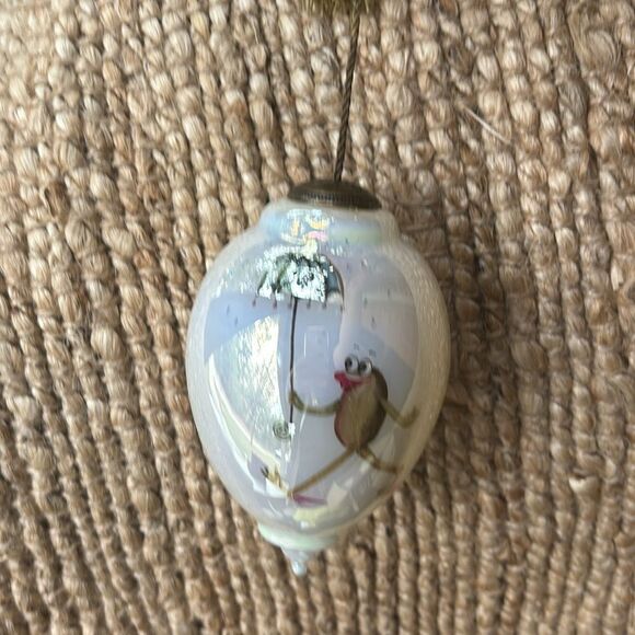 Ne’Qwa Art Reverse Handpainted Glass Ornament Clare Mackie “Frog Marching” NIB - Picture 3 of 6